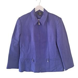 Alanni by Donny Brook Purple Zip Up Collared Long Sleeve Blazer Jacket -Size 10